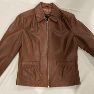 Brown leather jacket size small by Bernardo